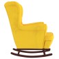 vidaXL Silla mecedora patas de madera de caucho terciopelo amarillo vidaXL Silla mecedora patas de madera de caucho terciopelo amarillo