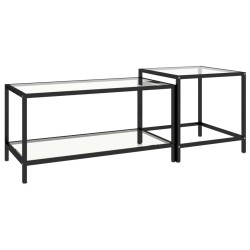 vidaXL Mesita de centro 2 piezas vidrio templado transparente