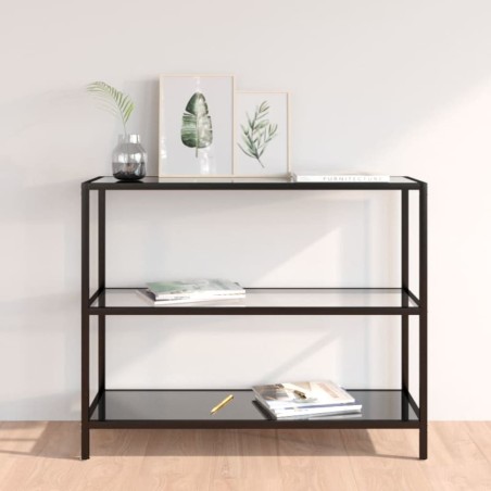 vidaXL Estantería transparente y negro de vidrio templado 100x36x90 cm
