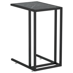 vidaXL Mesita ordenador vidrio transparente negro mármol 50x35x65cm