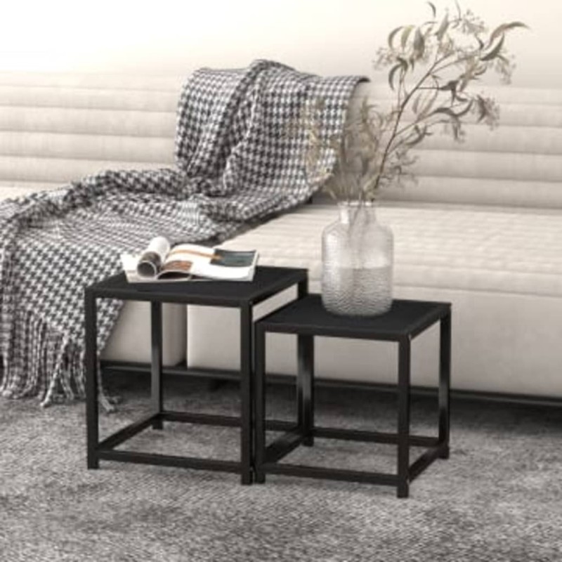 vidaXL Mesas de centro 2 unidades MDF negro vidaXL Mesas de centro 2 unidades MDF negro