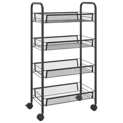 vidaXL Carrito de cocina 4 niveles hierro negro 46x26x85 cm