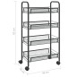 vidaXL Carrito de cocina 4 niveles hierro negro 46x26x85 cm