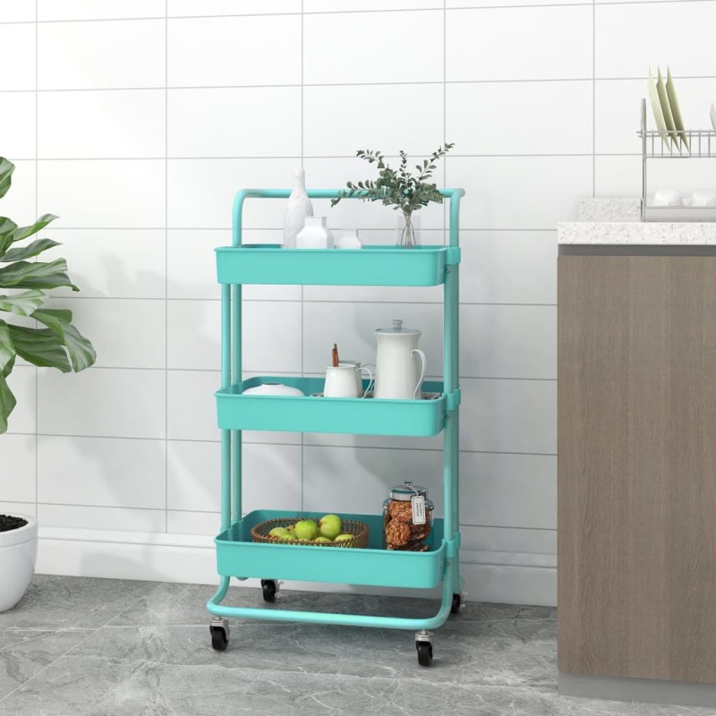 vidaXL Carrito de cocina 3 niveles hierro y ABS turquesa 42x35x85 cm vidaXL Carrito de cocina 3 niveles hierro y ABS turquesa 42x35x85 cm
