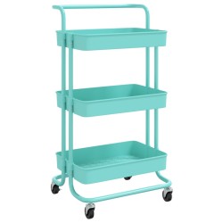 vidaXL Carrito de cocina 3 niveles hierro y ABS turquesa 42x35x85 cm