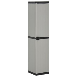 vidaXL Armario de jardín con 3 estantes gris y negro 34x40x168 cm