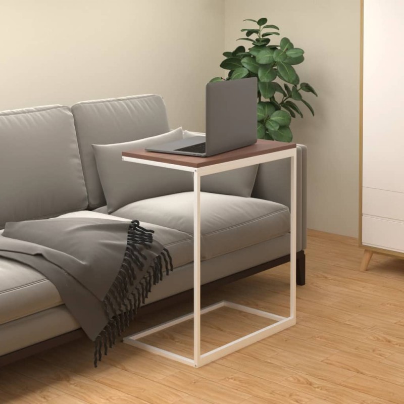 vidaXL Mesa auxiliar de madera contrachapada blanco 55x35x66 cm vidaXL Mesa auxiliar de madera contrachapada blanco 55x35x66 cm
