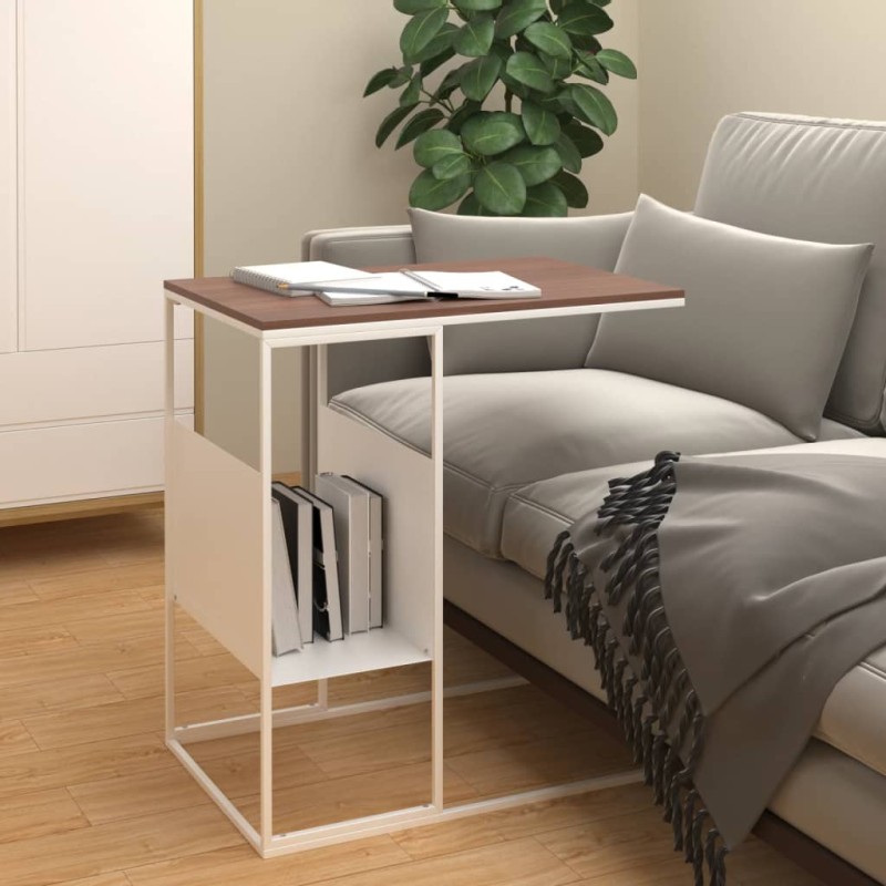 vidaXL Mesa auxiliar de madera contrachapada blanca 55x36x59,5 cm vidaXL Mesa auxiliar de madera contrachapada blanca 55x36x59,5 cm