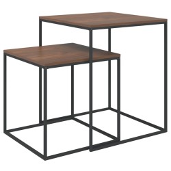 vidaXL Juego de mesas de centro 2 piezas madera contrachapada y metal