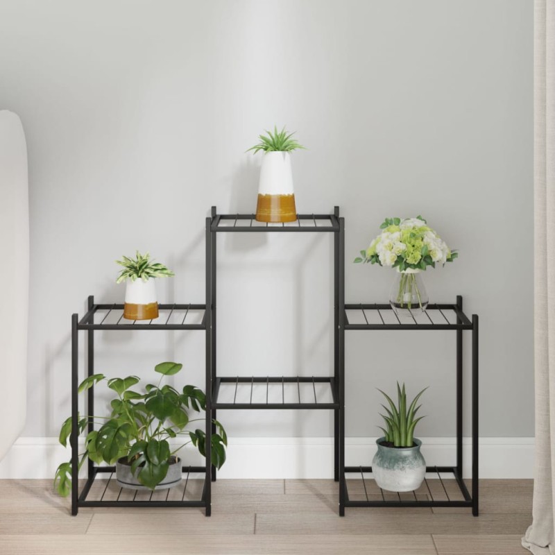 vidaXL Soporte para flores de hierro negro 83x25x60 cm vidaXL Soporte para flores de hierro negro 83x25x60 cm