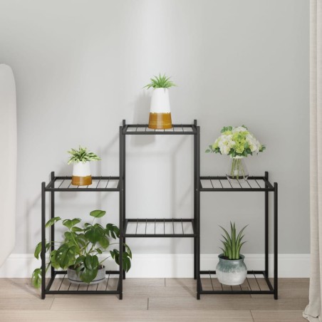 vidaXL Soporte para flores de hierro negro 83x25x60 cm