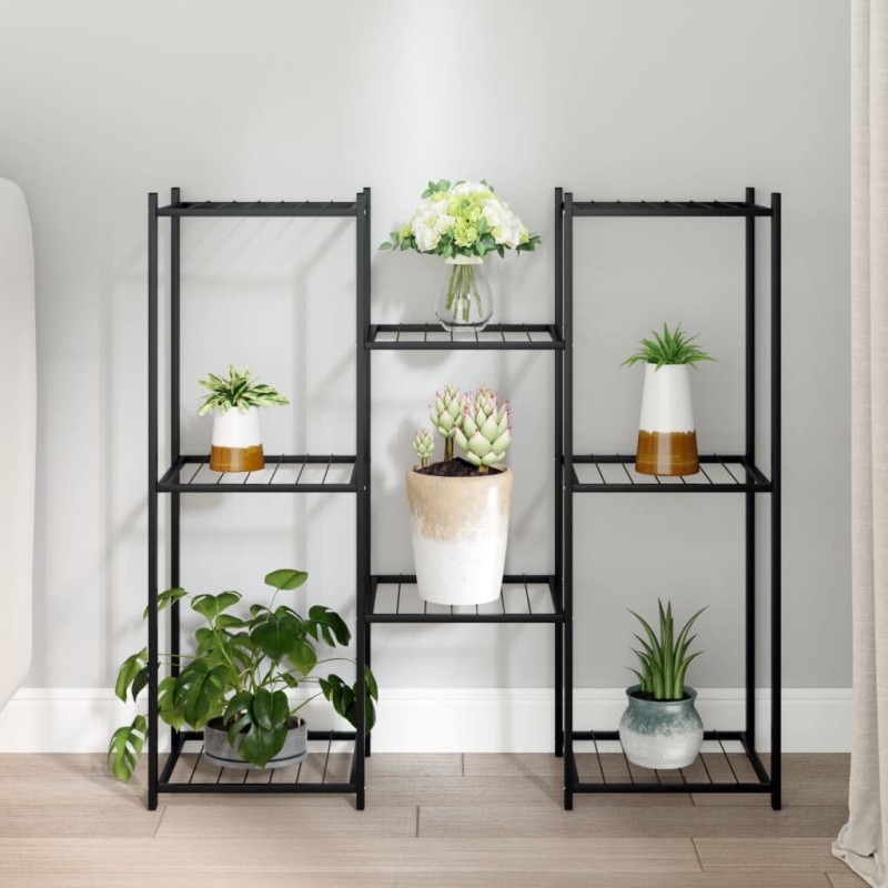 vidaXL Soporte para flores de hierro negro 83x25x80 cm vidaXL Soporte para flores de hierro negro 83x25x80 cm