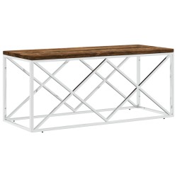 vidaXL Mesa de centro acero inoxidable y madera maciza reciclada