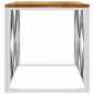vidaXL Mesa de centro acero inoxidable y madera maciza de acacia
