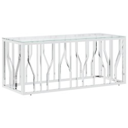 vidaXL Mesa de centro acero inoxidable y vidrio 110x45x45 cm