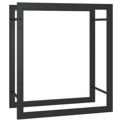 vidaXL Leñero de acero negro mate 50x28x56 cm