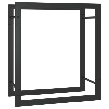 vidaXL Leñero de acero negro mate 50x28x56 cm