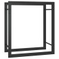 vidaXL Leñero de acero negro mate 50x28x56 cm
