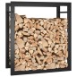 vidaXL Leñero de acero negro mate 50x28x56 cm