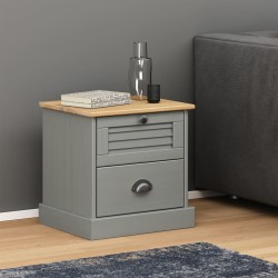 vidaXL Mesita de noche VIGO madera maciza de pino gris 42x35x40 cm