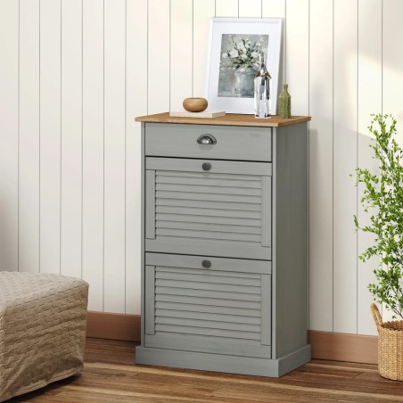 vidaXL Zapatero VIGO madera maciza de pino gris 60x35x96 cm