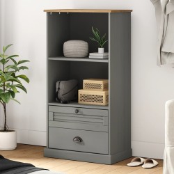 vidaXL Librería VIGO madera maciza de pino gris 60x35x114,5 cm