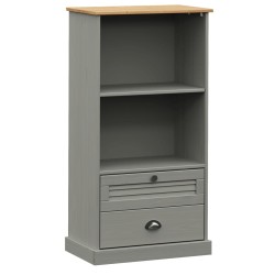 vidaXL Librería VIGO madera maciza de pino gris 60x35x114,5 cm