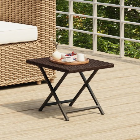 vidaXL Mesa plegable ratán sintético marrón 45x35x32 cm
