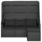 vidaXL Sofá jardin 3 plazas con toldo y taburete ratán sintético negro vidaXL Sofá jardin 3 plazas con toldo y taburete ratán sintético negro