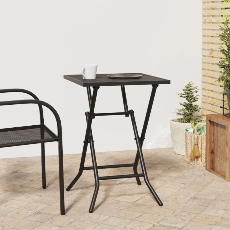 vidaXL Mesa de jardín plegable malla acero gris antracita 50x50x72 cm vidaXL Mesa de jardín plegable malla acero gris antracita 50x50x72 cm