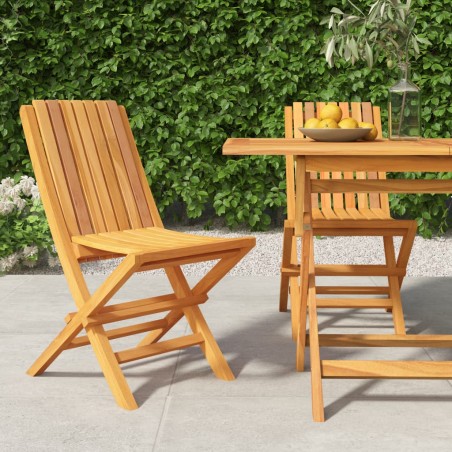 vidaXL Sillas de jardín plegables 2 uds madera maciza teca 47x47x89cm