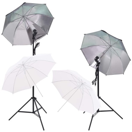 vidaXL Kit estudio fotográfico softbox, sombrillas, fondo y reflector