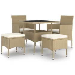vidaXL Juego de comedor para jardín de 5 piezas ratán sintético beige