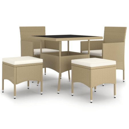 vidaXL Juego de comedor para jardín de 5 piezas ratán sintético beige