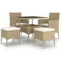 vidaXL Juego de comedor para jardín de 5 piezas ratán sintético beige vidaXL Juego de comedor para jardín de 5 piezas ratán sintético beige