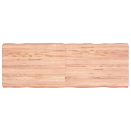 vidaXL Tablero mesa madera tratada borde natural marrón 140x50x(2-6)cm