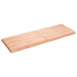 vidaXL Tablero mesa madera tratada borde natural marrón 140x50x(2-6)cm