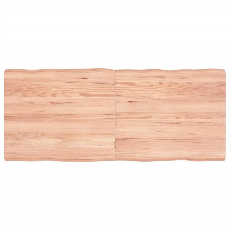 vidaXL Tablero mesa madera tratada borde natural marrón 140x60x(2-6)cm