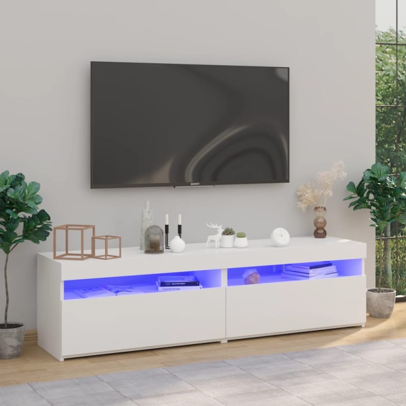 vidaXL Muebles de TV con luces LED 2 unidades blanco 75x35x40 cm vidaXL Muebles de TV con luces LED 2 unidades blanco 75x35x40 cm