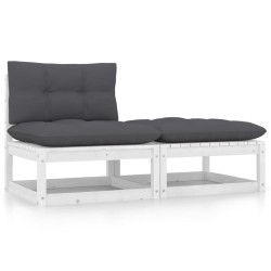 vidaXL Set de muebles de jardín 2 pzas con cojines madera pino blanco