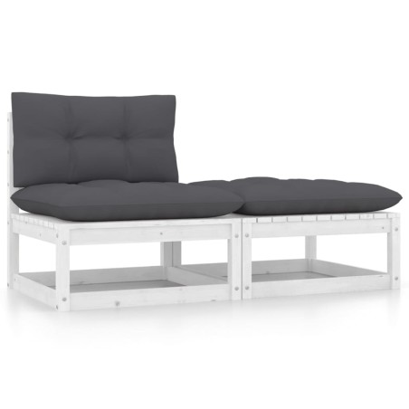 vidaXL Set de muebles de jardín 2 pzas con cojines madera pino blanco