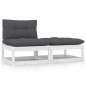 vidaXL Set de muebles de jardín 2 pzas con cojines madera pino blanco vidaXL Set de muebles de jardín 2 pzas con cojines madera pino blanco