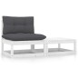 vidaXL Set de muebles de jardín 2 pzas con cojines madera pino blanco vidaXL Set de muebles de jardín 2 pzas con cojines madera pino blanco