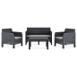 vidaXL Set de muebles jardín 4 piezas cojines PP ratán gris antracita vidaXL Set de muebles jardín 4 piezas cojines PP ratán gris antracita