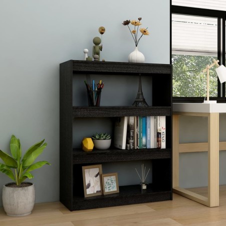 vidaXL Estantería divisor de espacios madera pino negro 100x30x103 cm
