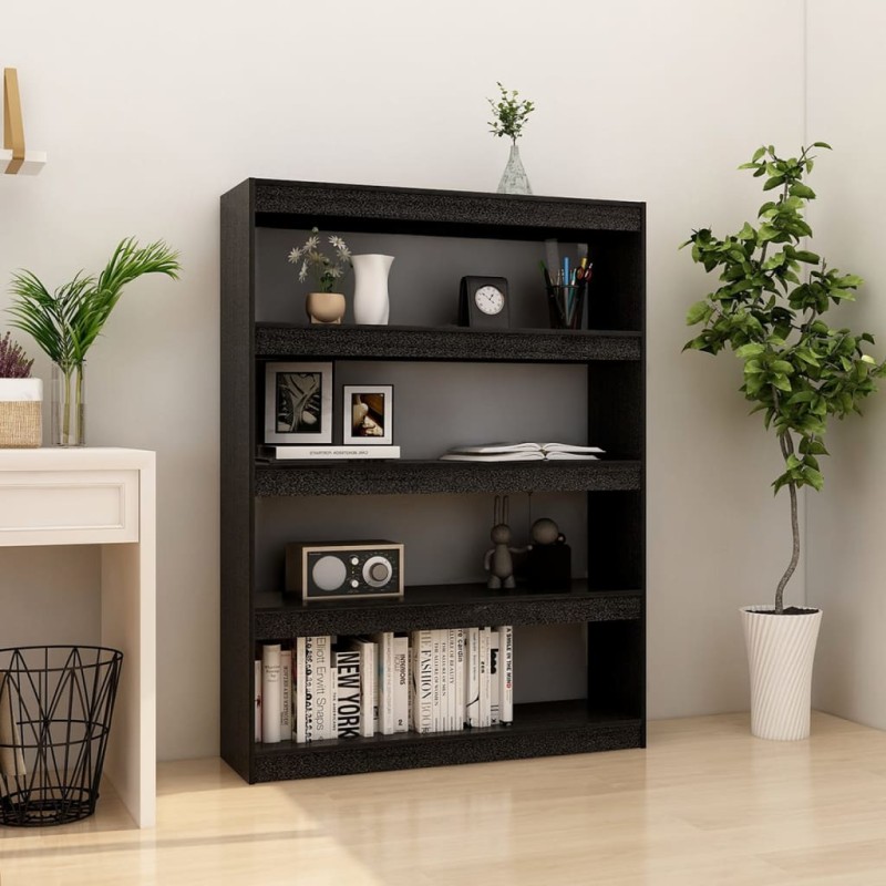 vidaXL Estantería divisor de espacios madera pino negro 100x30x135,5cm vidaXL Estantería divisor de espacios madera pino negro 100x30x135,5cm