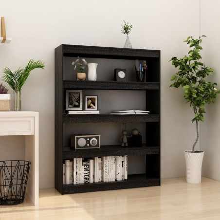 vidaXL Estantería divisor de espacios madera pino negro 100x30x135,5cm