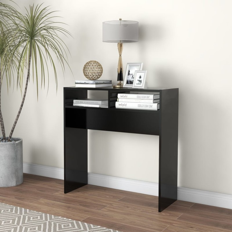 vidaXL Mesa consola de madera contrachapada negro 78x30x80 cm vidaXL Mesa consola de madera contrachapada negro 78x30x80 cm