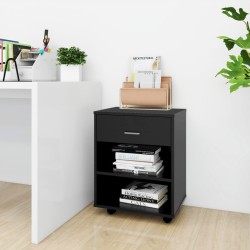 vidaXL Armario con ruedas madera contrachapada negro 46x36x59 cm
