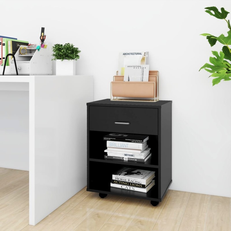 vidaXL Armario con ruedas madera contrachapada negro 46x36x59 cm vidaXL Armario con ruedas madera contrachapada negro 46x36x59 cm